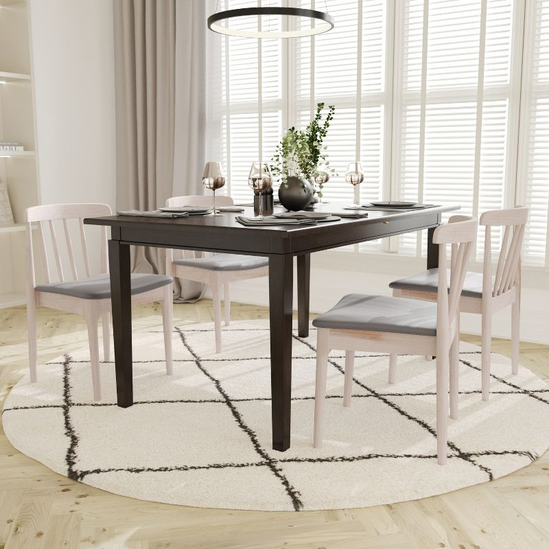 Emma and Oliver Set of 2 Solid Wood Dining Chairs with Spindle Backrests and Vinyl Seats, Antique White/Beige