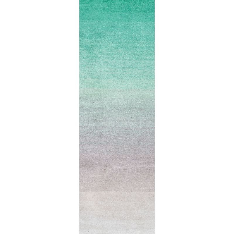Nuloom Handmade Ombre Shag Shags Runner Indoor Area Rug - Turquoise 2' 6" x 8'