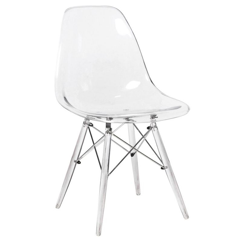 LeisureMod Dover Modern Dining Chair with Acrylic Base (Clear)