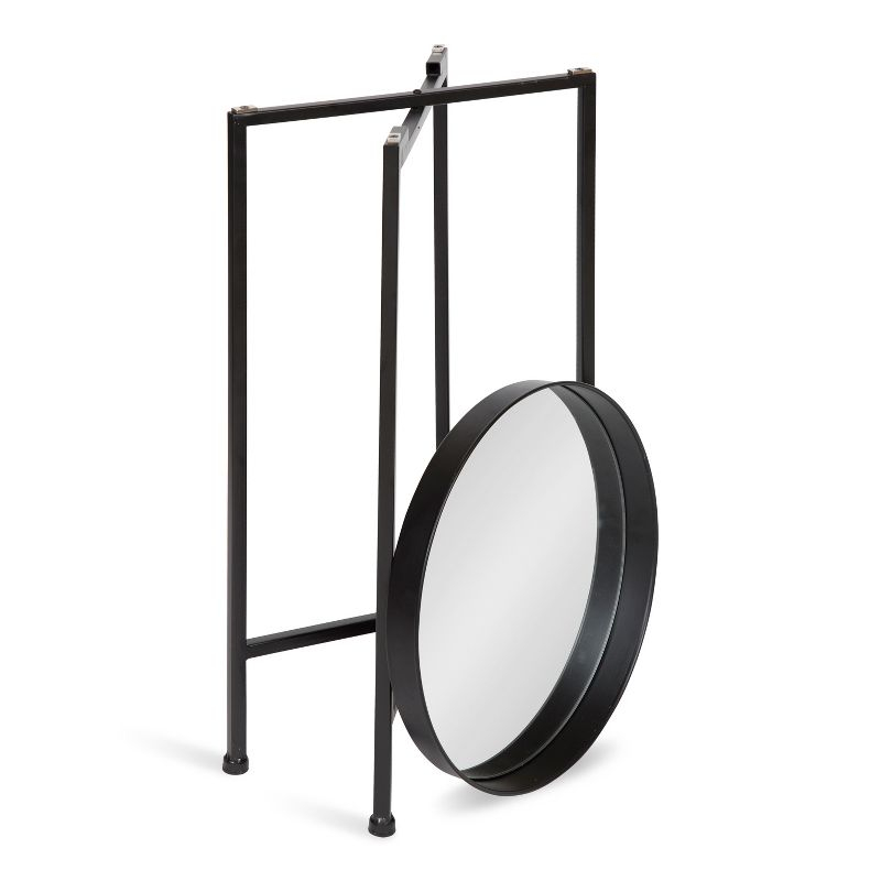 Kate and Laurel Celia Round Metal Tea Table, 14x14x25.75, Black and Mirror