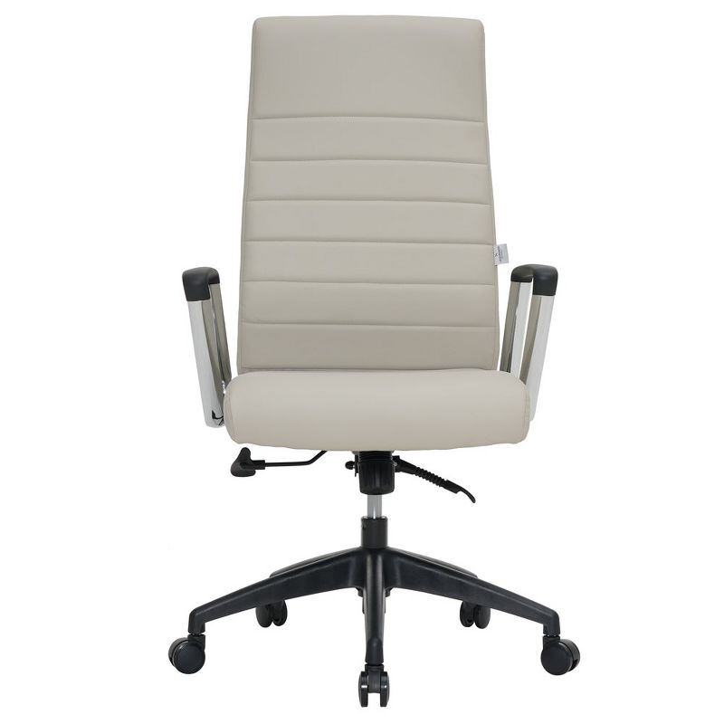 LeisureMod Hilton High-Back Adjustable Office Conference Chair Upholstered in Leather with Steel Frame in Tan