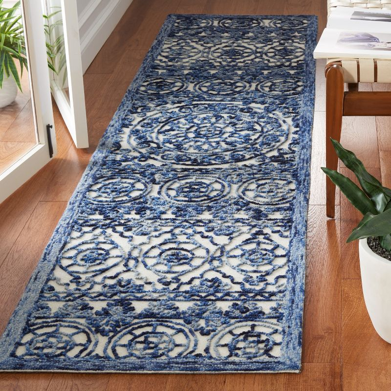 Trace TRC701 Hand Tufted Runner Rug - Navy/Ivory - 2'3"x9' - Safavieh.