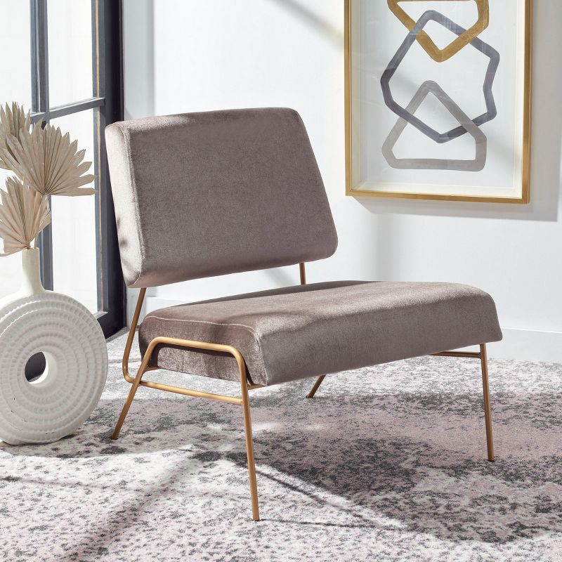 Romilly Velvet Accent Chair - Hazelwood/Gold - Safavieh