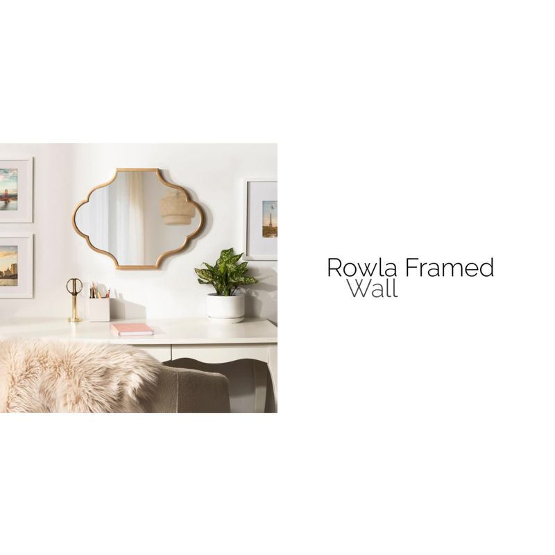24"x37" Rowla Framed Decorative Wall Mirror Gold - Kate & Laurel: Vintage Moroccan Design, Oval Scallop Edge