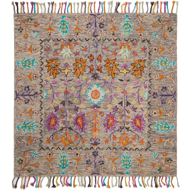 Blossom BLM453 Hand Tufted Indoor Area Rug - Grey/Multi - 6'x6' - Safavieh