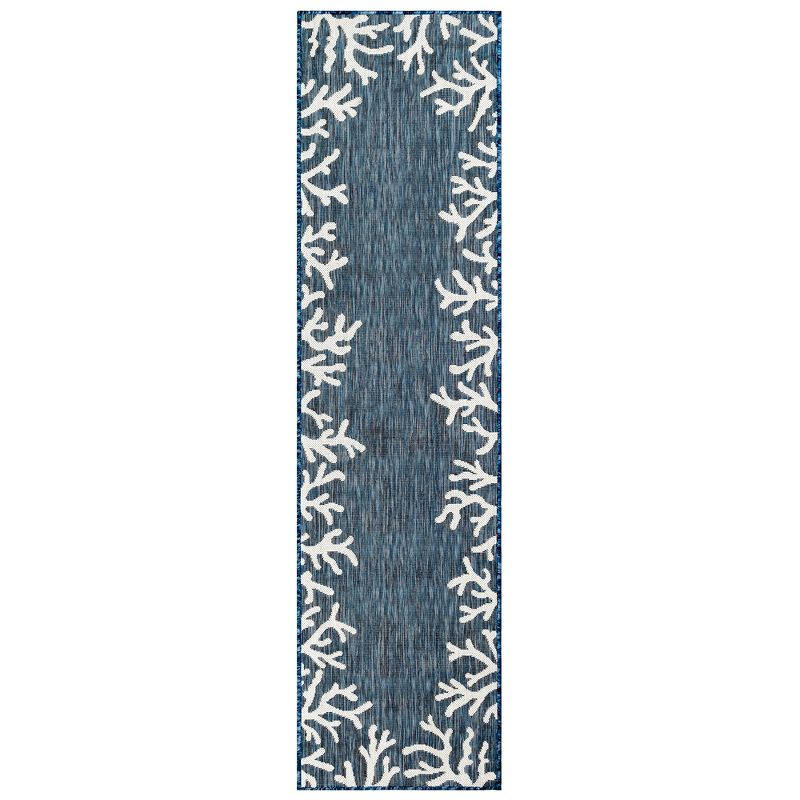 Liora Manne Carmel Coral Border Indoor/Outdoor Rug Navy 1'11" x 7'6"