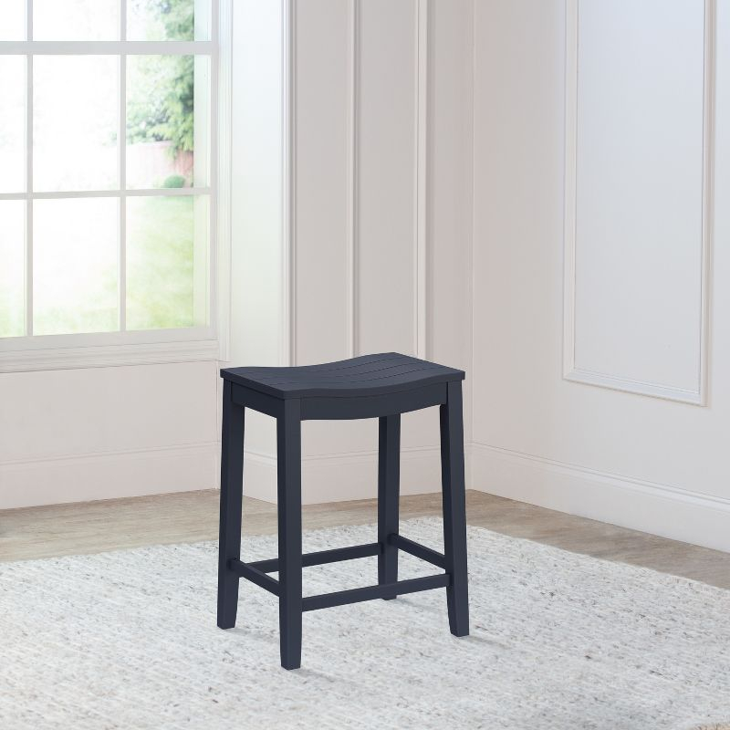 Hillsdale Furniture 24" Fiddler Backless Wood Counter Height Barstool Navy : Matte Finish, Fixed Height