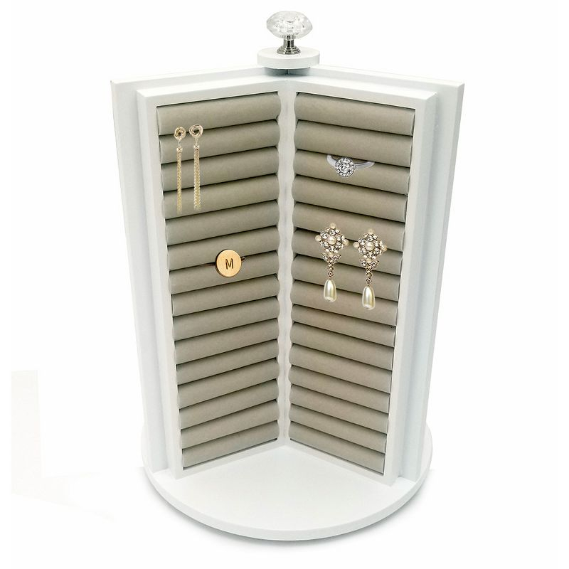 OnDisplay Brooke Spinning Wooden Jewelry Cabinet Organizer - White