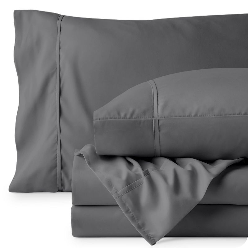 Twin XL Grey 4pc Microfiber Sheet Set by Bare Home