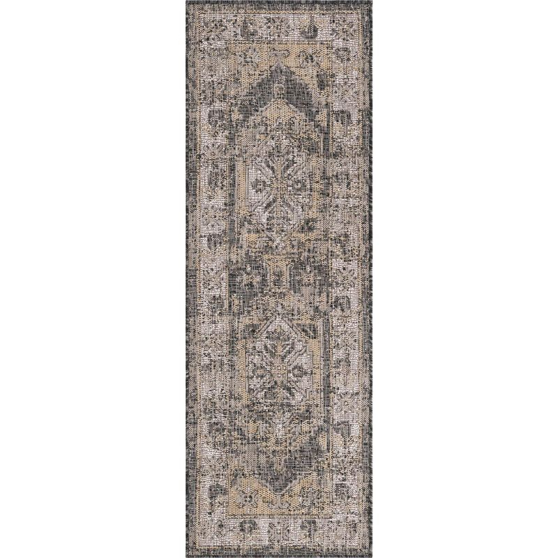 Unique Loom 2' 0 x 6' 0 Runner Indoor/Outdoor Traditional Charcoal Runner Rug