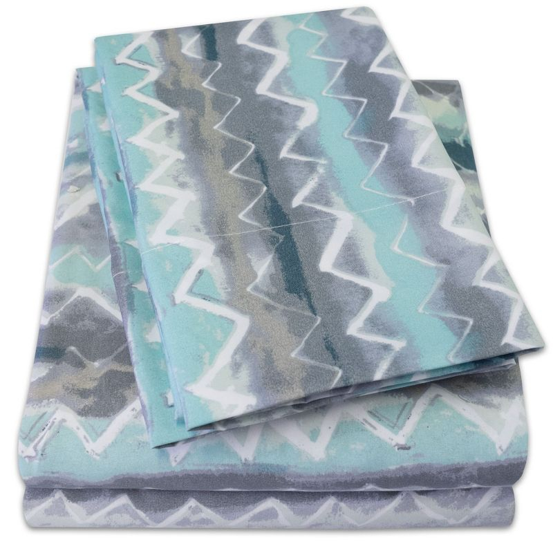 Summerset 4 Piece Printed Sheet Set, Double Brushed Microfiber by Sweet Home Collection®, Queen