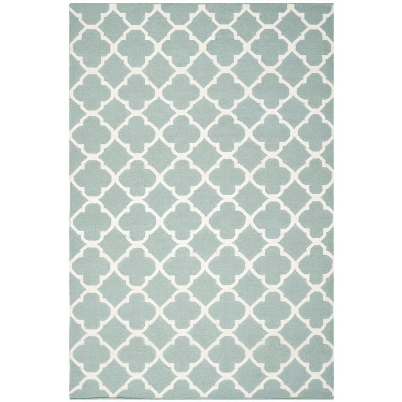 Dhurries DHU627 Hand Woven Area Rug - Blue/Ivory - 6'x9' - Safavieh.