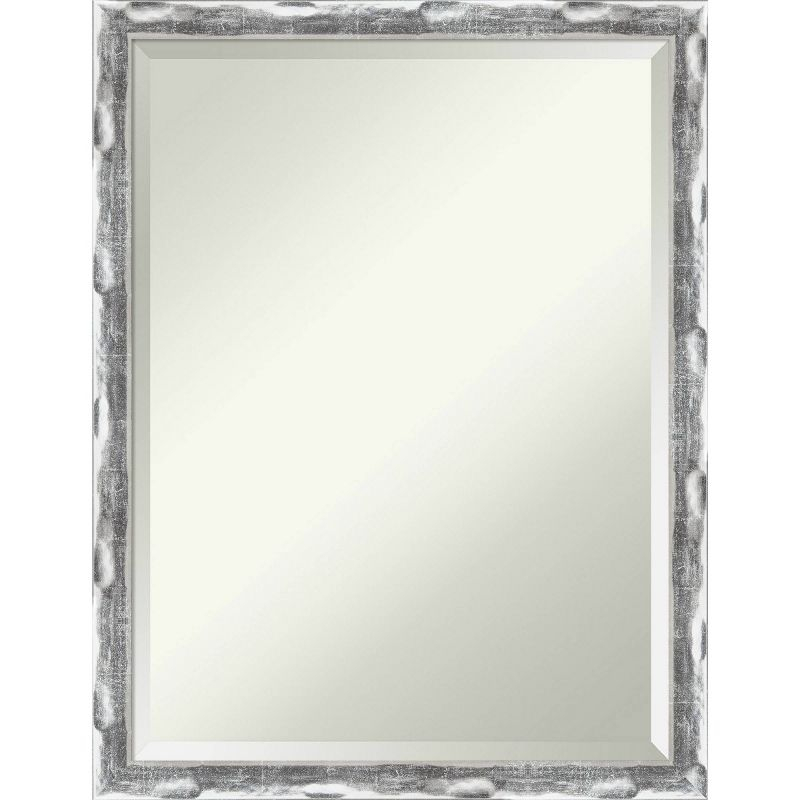 Amanti Art 20" x 26" Scratched Wave Framed Bathroom Vanity Wall Mirror Chrome : Modern Rectangle, Wall Mount