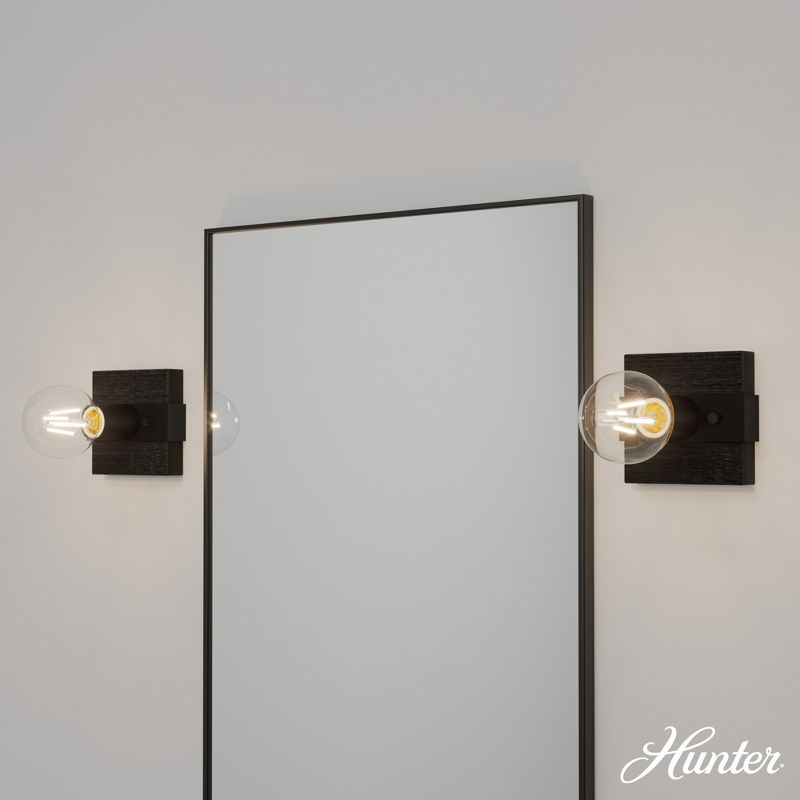 Hunter Fan Donelson Natural Black Iron and Dark Ash Sconce Wall Light Fixture: ETL Listed, Dimmable, Metal Body