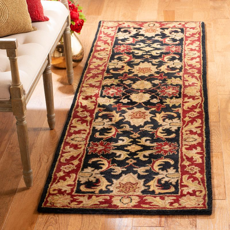 Classic CL244 Hand Tufted Runner Rug - Black/Burgundy - 2'3"x8' - Safavieh.