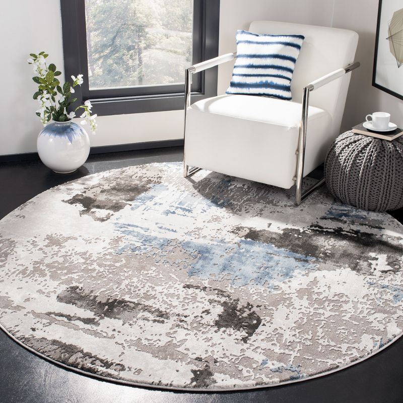 Craft CFT820 Loomed Indoor Area Rug - Grey/Blue - 6'7"x6'7" Round - Safavieh