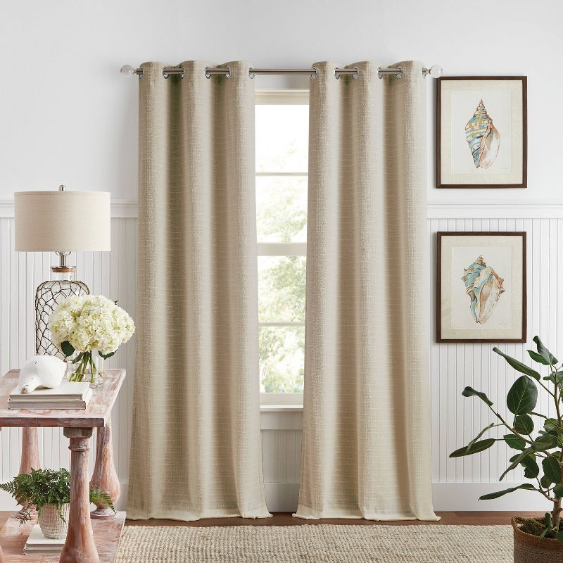 84"x37"Martha Stewart 2pk Sutter 84" Dark Lined Curtain Panel Sand