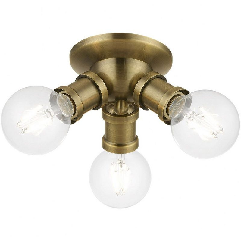 Livex Lighting Lansdale 3 - Light Flush Mount in  Antique Brass