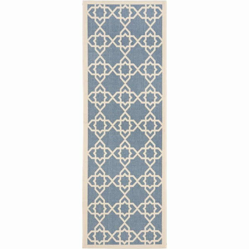 Courtyard CY6032 Power Loomed Indoor and Outdoor Runner Rug - Blue/Beige - 2'3"x12' - Safavieh