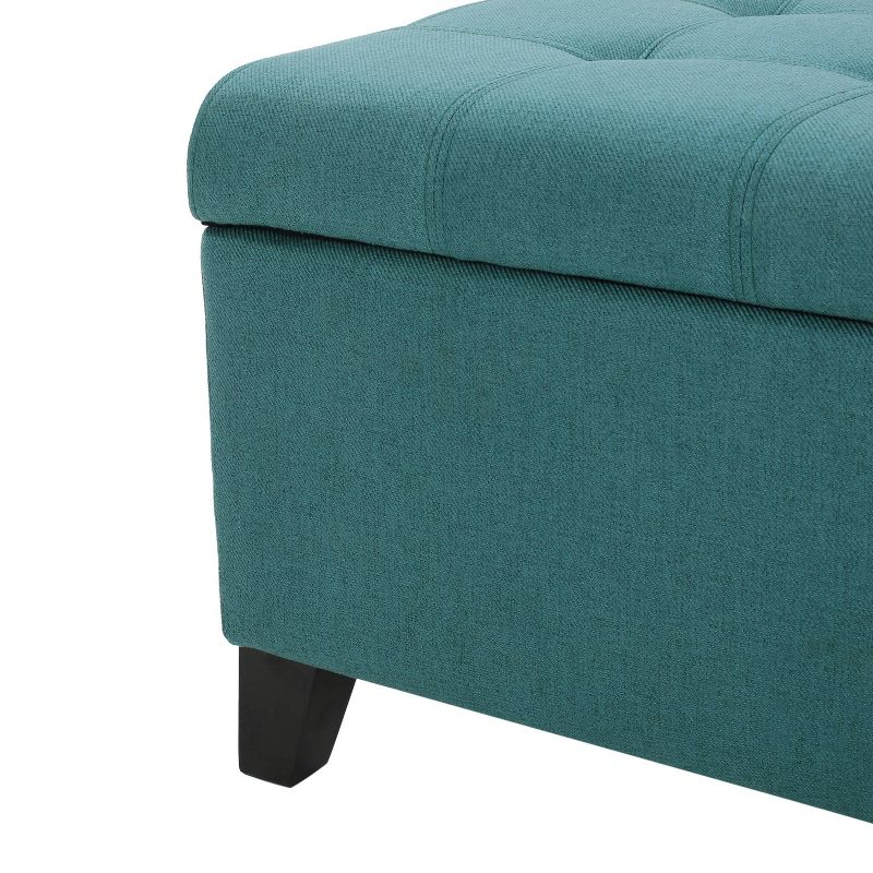 Mission Storage Ottoman - Dark Teal - Christopher Knight Home: Upholstered, Tufted Top, Rectangular Shape
