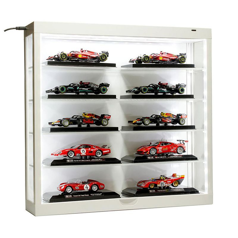 Showcase Wall Mount 5 Tier Display Case White with White Back Panel "Mijo Exclusives" for 1/64-1/43 Scale Models
