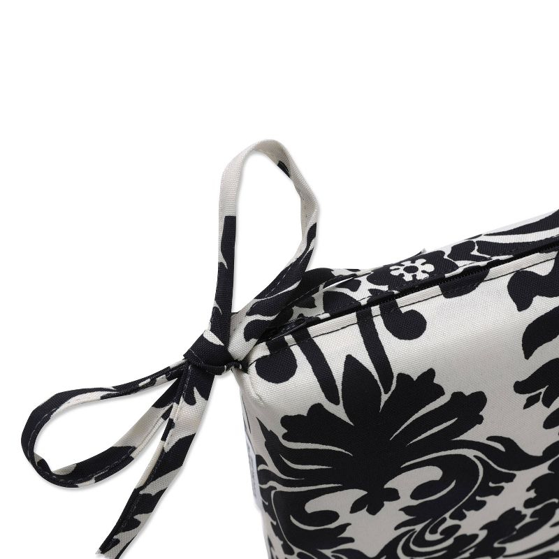 20"x20" Essence Damask 2pc Outdoor Seat Cushion Set - Black/White Floral - Pillow Perfect: Fade-Resistant, Zippered
