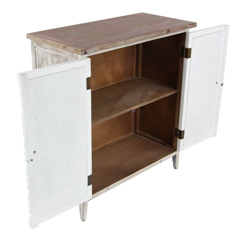 Rustic 2 Door Wooden Cabinet Brown - Olivia & May: Bohemian Style, Fixed Shelves, No Assembly Required