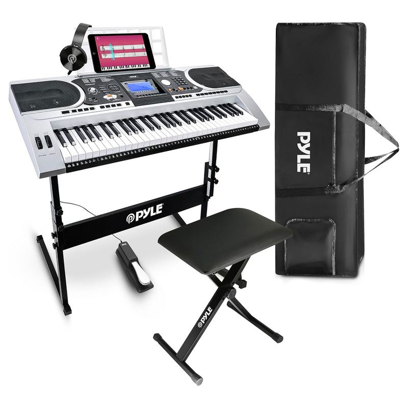 Karaoke Keyboard for Singing with 61 Keys, Waterproof Case, Stand, Pedal, and Headset