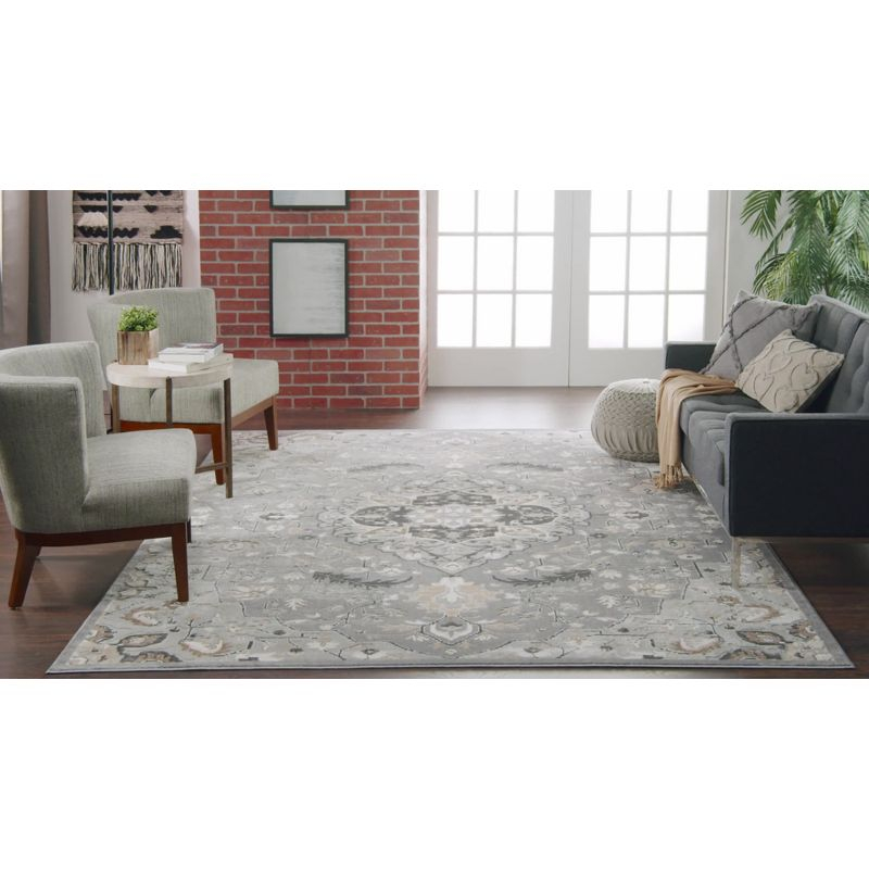 Nourison Elation Floral Medallion Indoor Rug Grey 7'10" x 9'10"