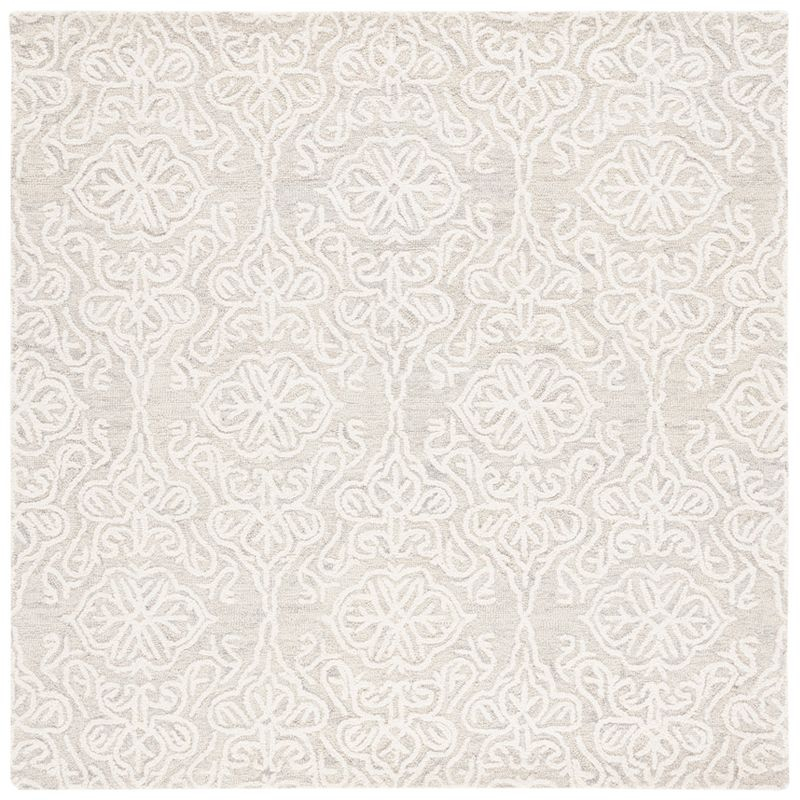 Blossom BLM112 Hand Tufted Indoor Area Rug - Silver/Ivory - 4'x4' - Safavieh