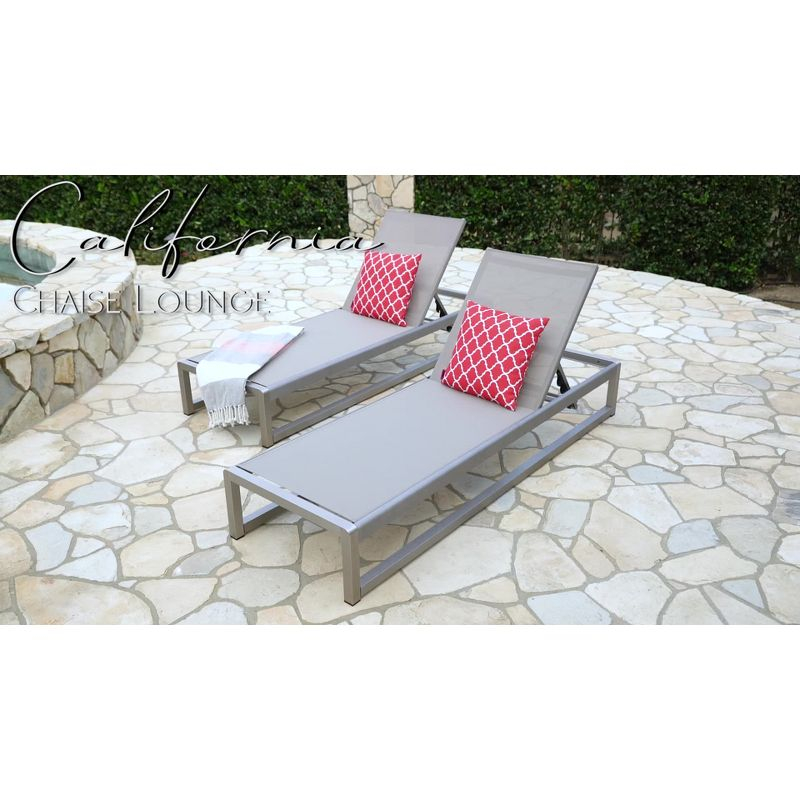 Christopher Knight Home California 2pk Aluminum Chaise Lounge Silver/Gray