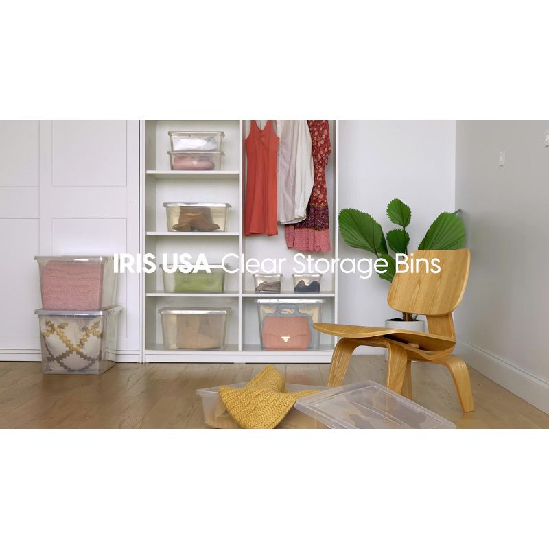 IRIS USA 28 Qt Clear Storage Box, Plastic Stackable Bin with Lid, 10 Pack