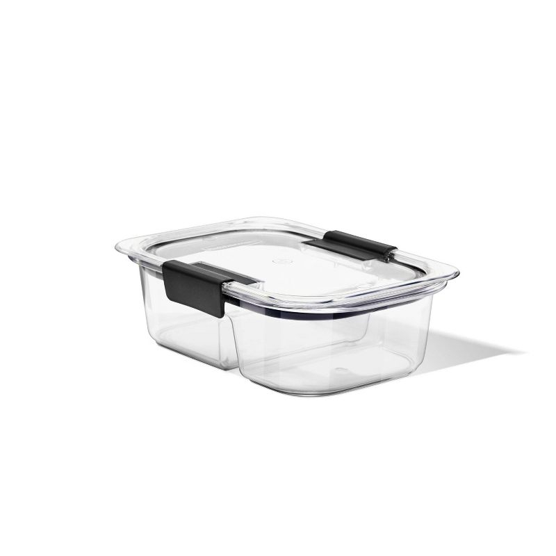 Rubbermaid Brilliance 2.85c Plastic Divided Meal Prep Food Storage Container Clear: Dishwasher, Microwave & Freezer Safe
