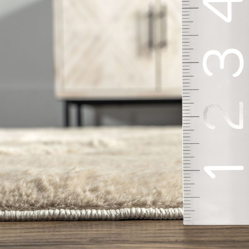 nuLOOM 2' x 6' Cozy Plush SuperiorWash Area Rug, Machine Washable, Non-Slip, Soft Fluffy Shag Carpet for Living Room Bedroom Nursery, Kai Beige