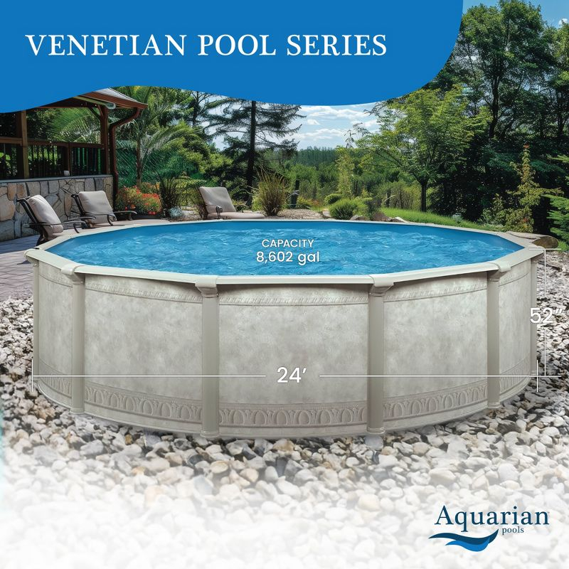 Aquarian Khaki Venetian 24' x 52" Steel Frame DIY 6- to 8-Person Above-Ground Backyard Pool – Pool Only (Accessories Sold Separately)