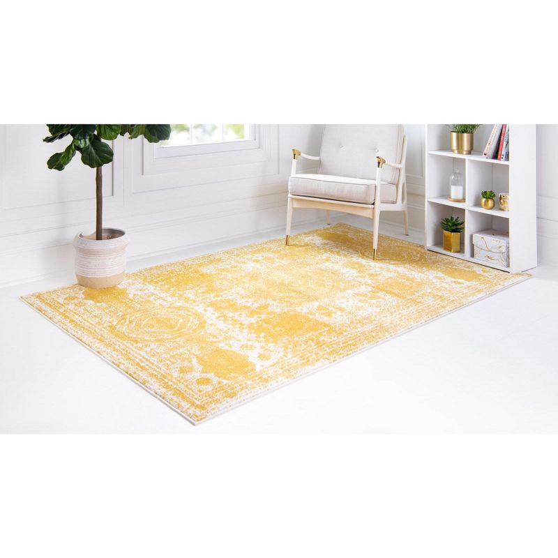 Unique Loom Bromley Collection Area Rug - Wells (6' 1" x 9' Rectangle Yellow/Ivory)