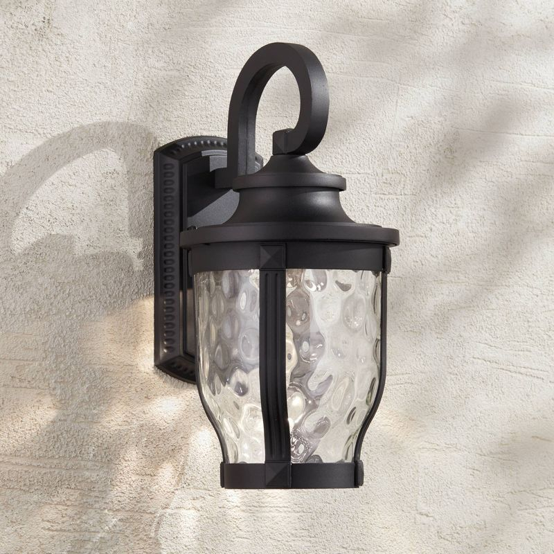 Minka Lavery Rustic Outdoor Wall Light Fixture Black LED 16 1/4" Clear Hammered Glass for Post Exterior Barn Deck Porch Yard Patio