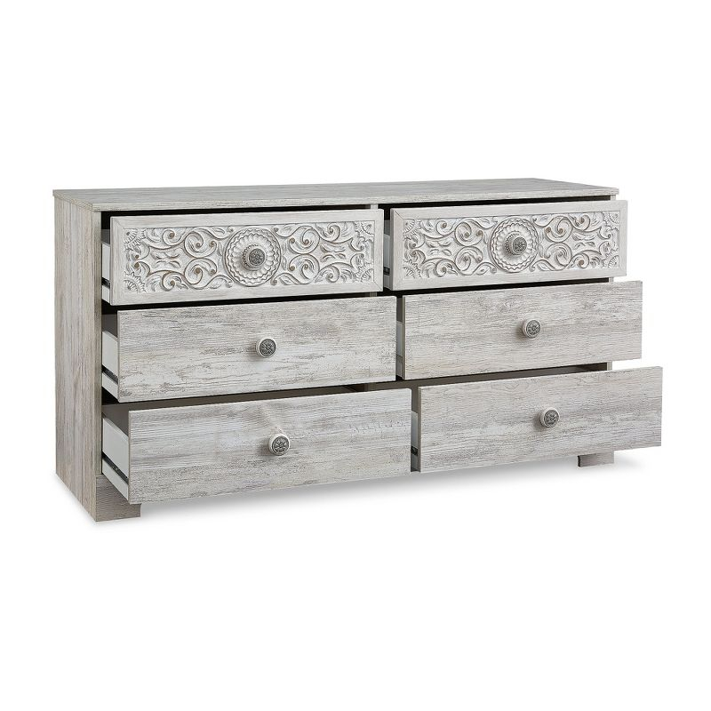 Signature Design by Ashley Casual Paxberry 6 Drawer Dresser, Whitewash