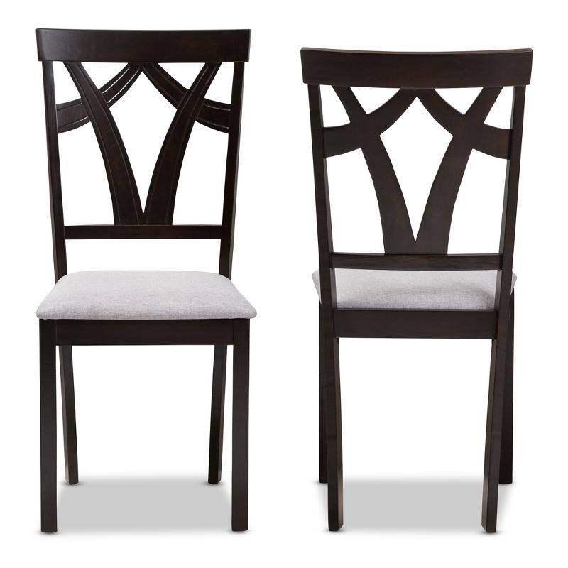 Set of 2 Sylvia Modern And Contemporary Fabric Upholstered And Finished Dining Chairs Gray/Dark Brown - Baxton Studio