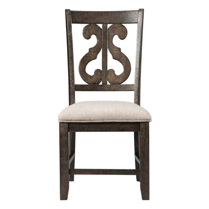Stanford Wooden Swirl Back Chair Brown - Picket House Furnishings: Mid-Century Modern, Upholstered Seat