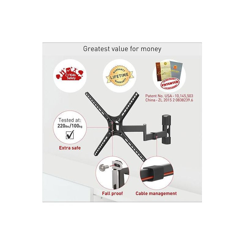 Barkan 13" - 60" Full Motion TV Wall Mount - Extension, Swivel & Tilt