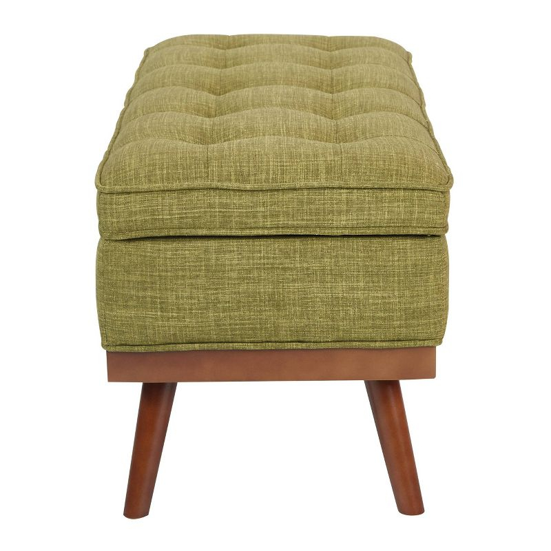 Katheryn Storage Bench Green - OSP Home Furnishings: Mid-Century Modern Ottoman, Plywood Frame, Polyester Upholstery