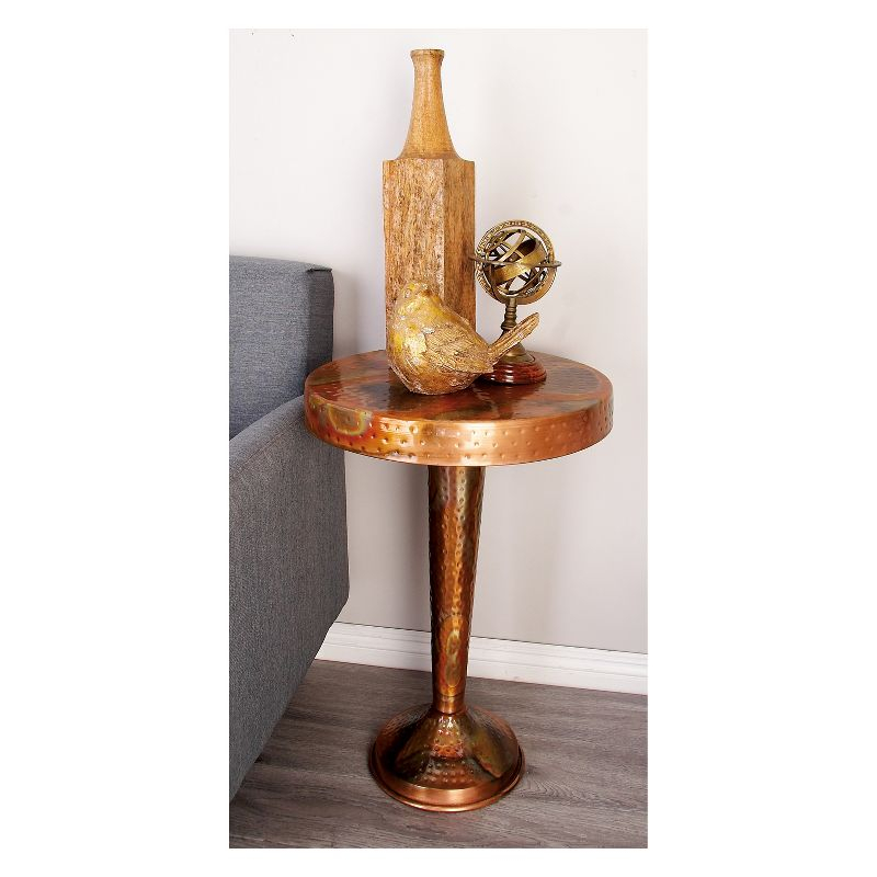 Metal Round Accent Table Tapered Pole Frame Copper - Olivia & May