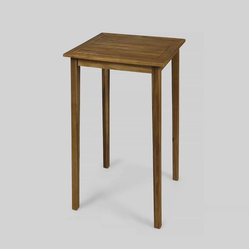 Polaris Acacia Wood Square Bar Table Teak - Christopher Knight Home: Outdoor Patio Furniture, Weather-Resistant