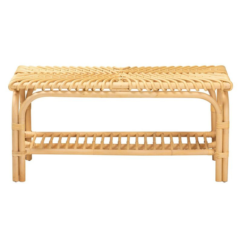 Himari Rattan Accent Bench Natural Brown - Baxton Studio: Handcrafted, Entryway, Bedroom, Shelf Storage