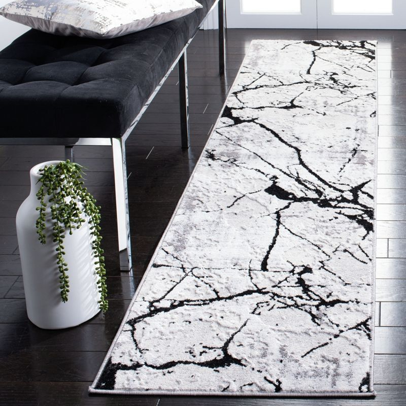 Amelia ALA293 Power Loomed Indoor Runner Rug - Grey/Black - 2'x8' - Safavieh
