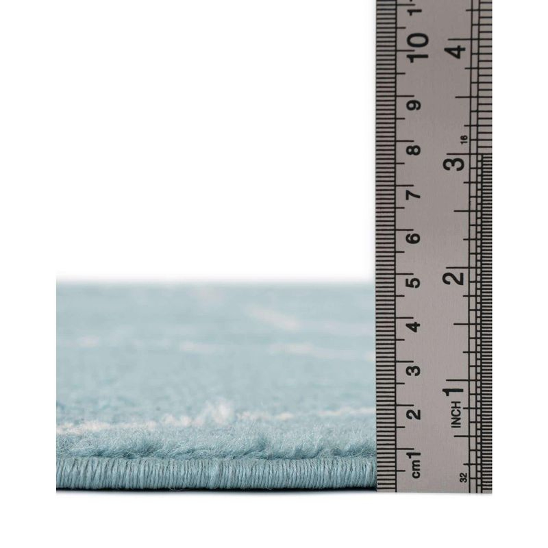 Unique Loom 4' 0 x 4' 0 Trellis Frieze Light Blue Area Rug