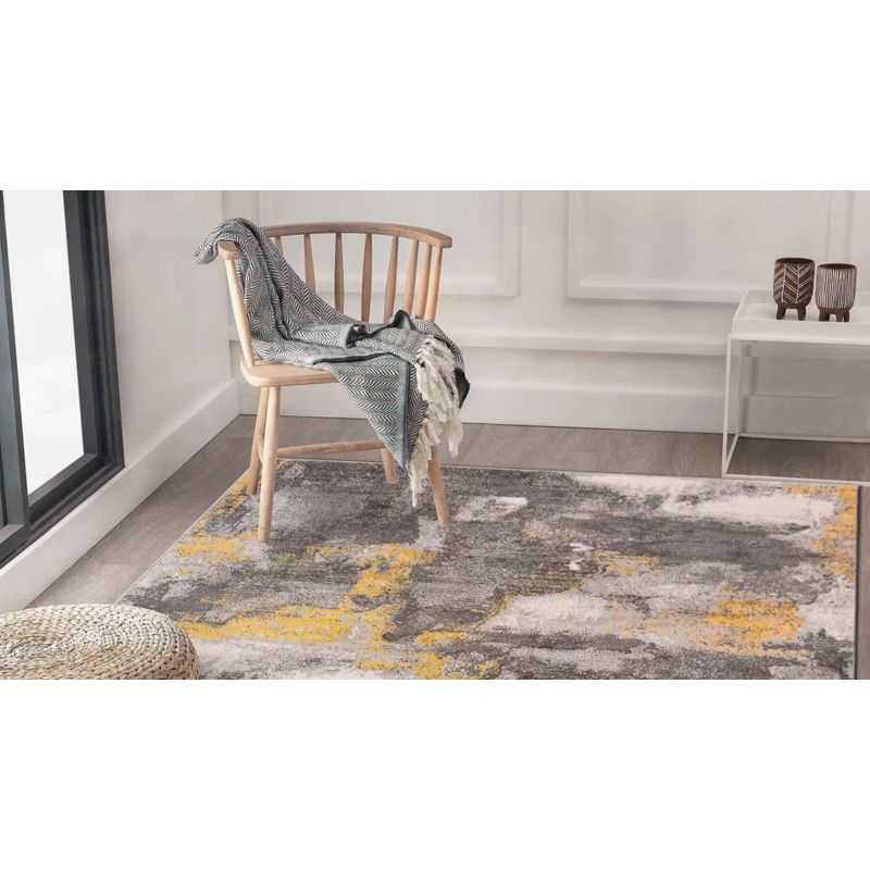 World Rug Gallery Brighton Modern Abstract Area Rug - Yellow 2'x3'