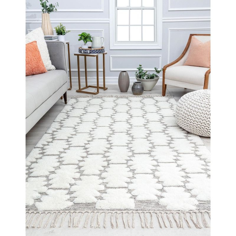 Rugs America Carter CR10A Bohemian Textured/Trellis Area Rug for Dining Room Rug Neutral Rug Living Room Rug Kitchen, 8'x10'