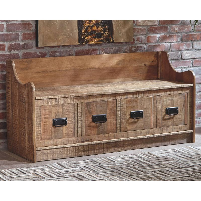 Garrettville Storage Bench Brown - Signature Design by Ashley: Solid Wood, Entryway, Ottoman, End-of-Bed
